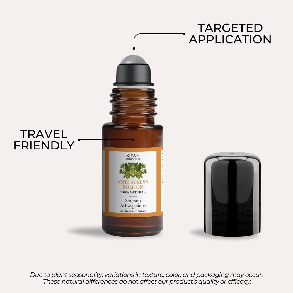 Anti-Stress Roll-On with Soursop & Ashwagandha – Calming, Balancing, and Relaxing Roll-On – 1oz