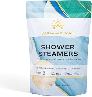 Aqua Aromas Shower Steamers - Aromatherapy Variety Shower Bombs, 15 Count - Eucalyptus, Chamomile, and Mint Essential Oils for Relaxation & Invigoration - Spa-Like Experience