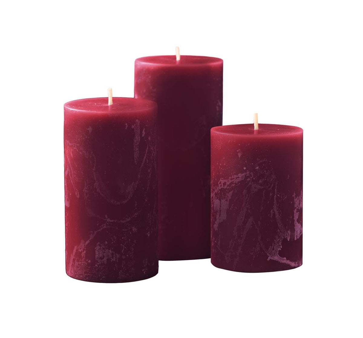 Simply Soson Burgundy Pillar Candles Set of 3