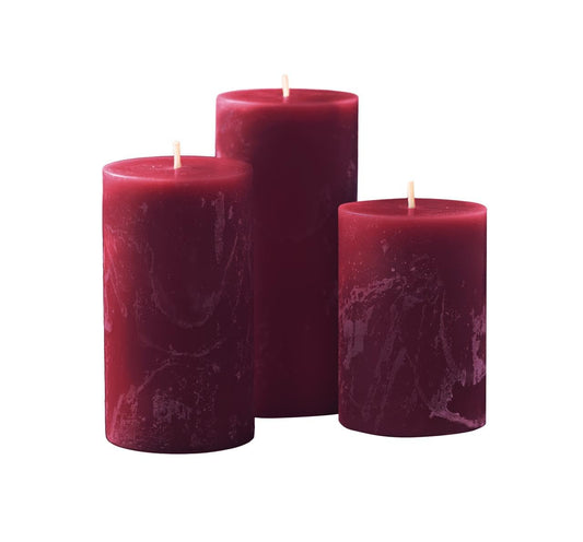 Simply Soson Burgundy Pillar Candles Set of 3
