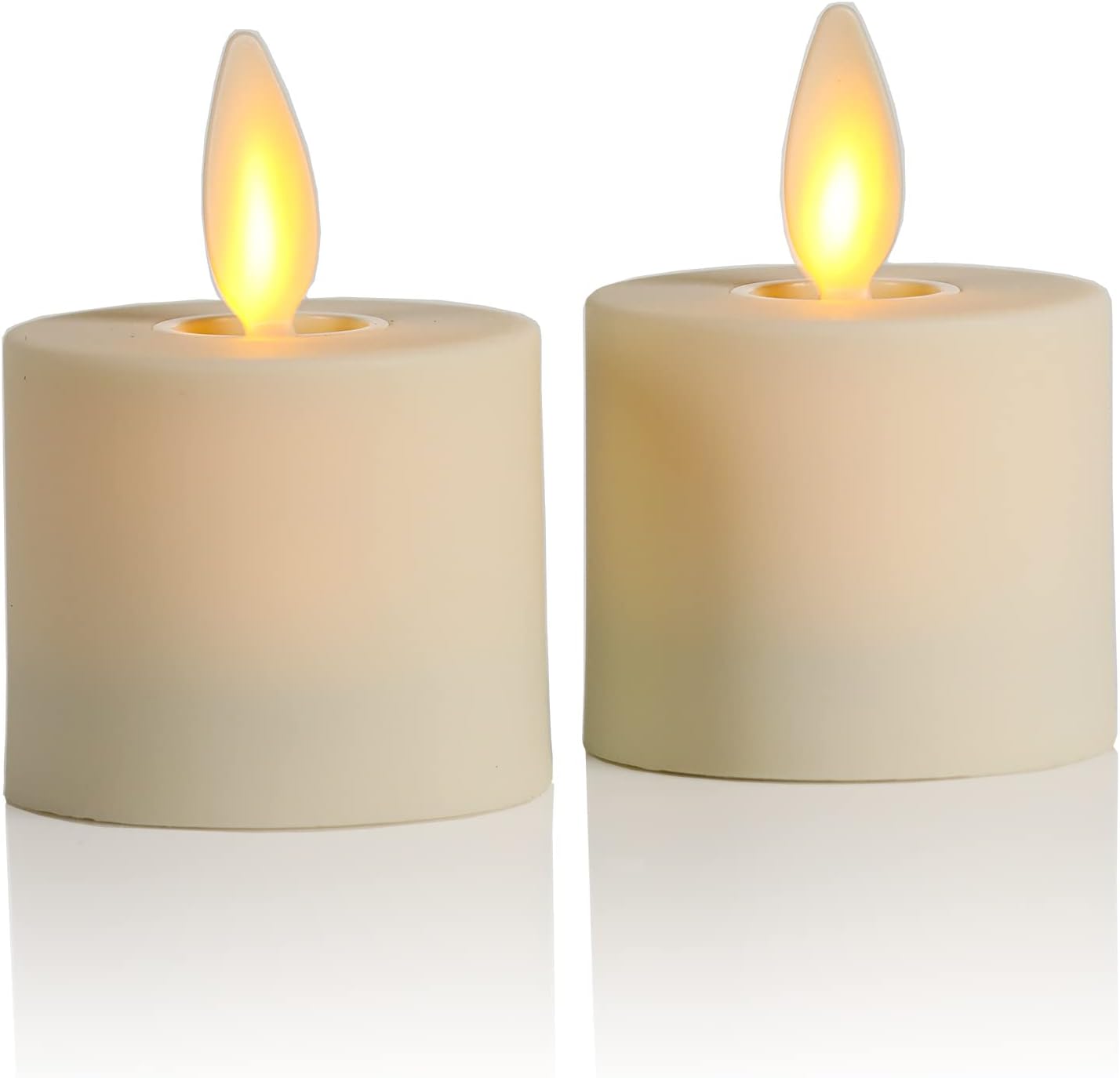 Luminara Flameless LED Tea Light Candle, 1.4" x 2", Pack of 2, Plastic Pearl Ivory, Real Flame, Battery Operated w/Remote Timer Function