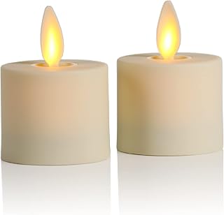 Luminara Flameless LED Tea Light Candle, 1.4" x 2", Pack of 2, Plastic Pearl Ivory, Real Flame, Battery Operated w/Remote Timer Function