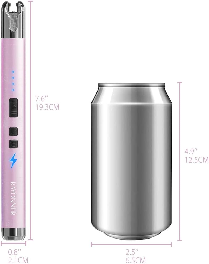 RAYONNER Electric Candle Lighter with Flashlight, Pink | USB C Rechargeable, Plasma Arc, Windproof, For Deep Candles, Gas Stove, Camping Grill Fireworks