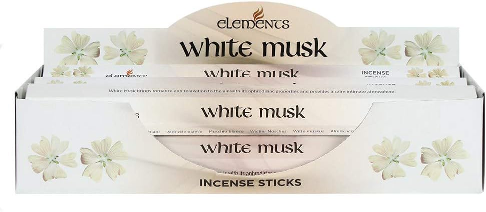 Pacific Giftware White Musk Fragrance Elements Incense Sticks Display/Bulk Box Set - 6 Packs of 20 Sticks - 120 Total