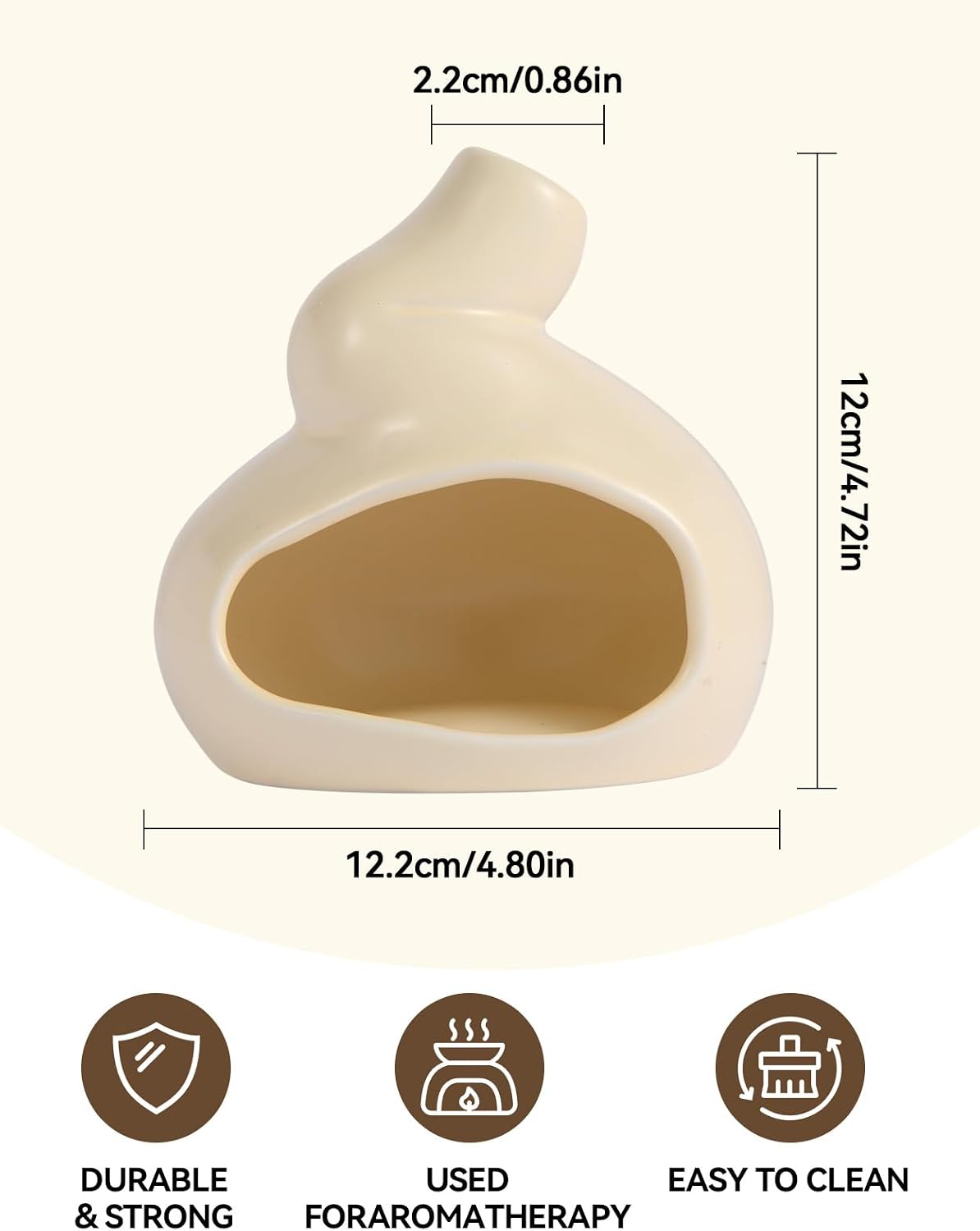 Handmade Ceramic Palo Santo Holder, Mini Ceramic Fireplace for sage, Ideal for Meditation and Altars – Durable Design for Sticks Burning, Unique Meditation Gift（Yellow）