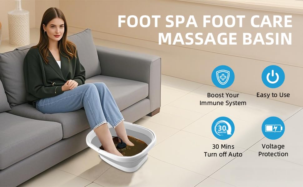 Ionic Foot Bath Detox Machine, Ionic Foot Spa to Remove Toxins with 2 Arrays, 80 Disposable Foot Bath Liners, Detoxification Sea Salt, Folding Bathtub, Gift for Women & Men