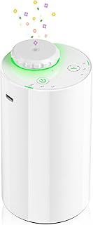 Waterless Diffuser for Essential Oil Nebulizer, 7 Colors LED Light, Battery Powered Mini Scent Air Machine, Aromatherapy Mist Diffuser for Home Room Car Office Black (White-2)