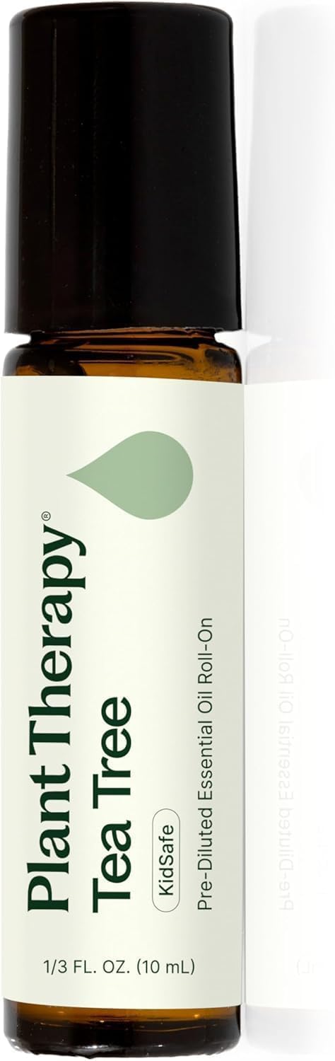 Plant Therapy Tea Tree Essential Oil Roll-On, 10 mL (1/3 oz), Pre-Diluted for Ready-to-Use Convenience, Naturally Soothes Skin Blemishes