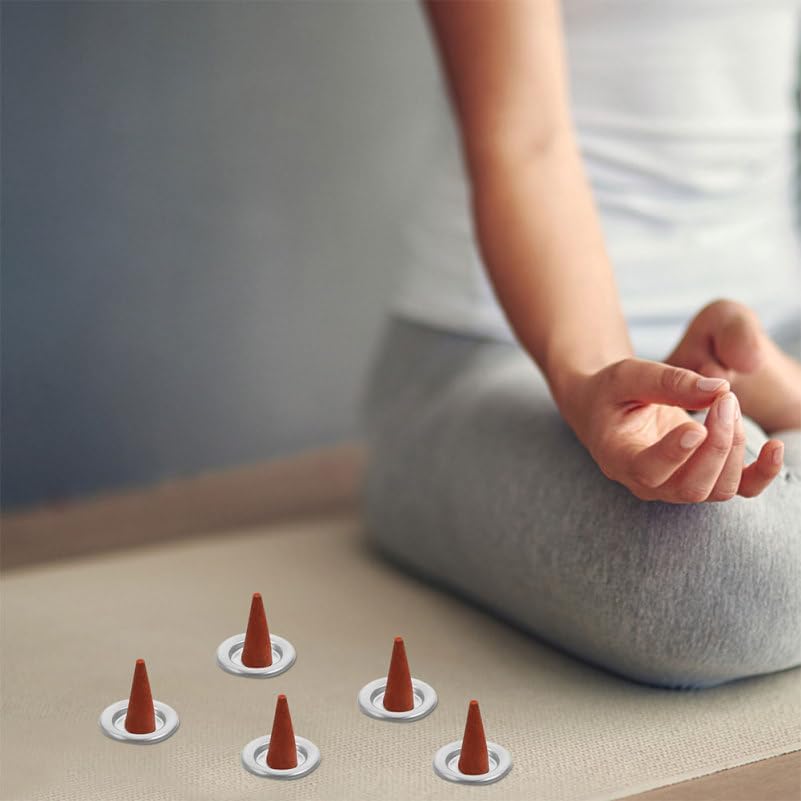 Lurrose 30pcs Metal Cone Incense Tray Aluminum Alloy Incense Holder Small Cone Plate Stick Burner