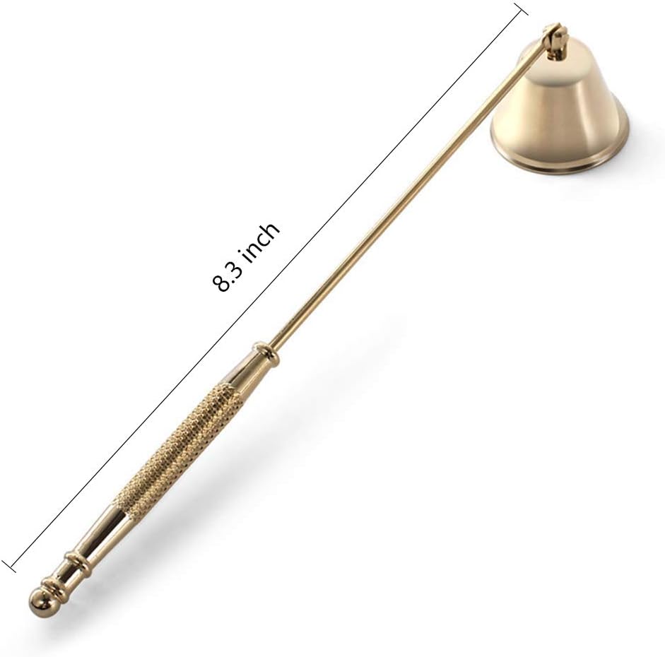 Candle Snuffer, Candle Snuffers Wick Snuffer Candle Accessory, Extinguish Candle Flame Safely with Long Handle Putting Out Fire (Gold Candle Snuffer)