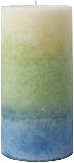6 Inch Tritone Scented Pillar Candle - BL/GRN/WHT