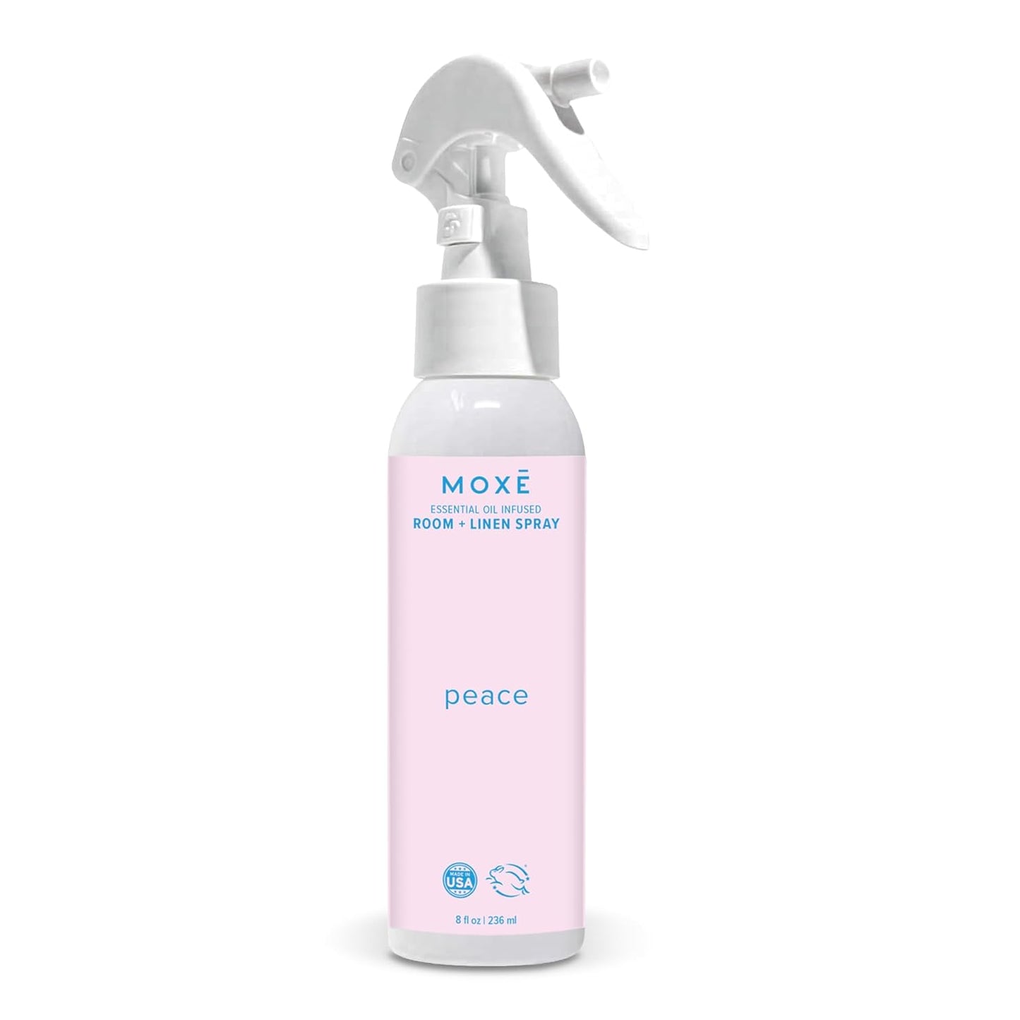 MOXĒ Peace Linen & Room Spray, Zen-Ful Essential Oils, Natural Aromatherapy Mist, Home & Bedroom, Office, Furniture, Bedding, Pillows, Sheets, Bergamot, Lime, Mandarin, Geranium, 8 Ounces (1 Pack)