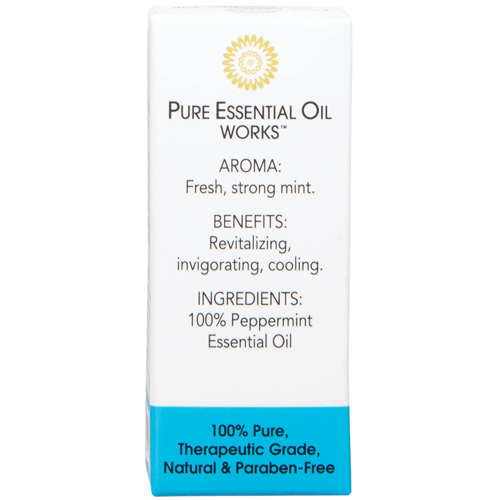 Pure Essential Oil Works Peppermint Oil, 100% Pure, Natural, Paraben-Free and Therapeutic Grade with Euro-Style Dropper, 10 ml/0.33 oz.