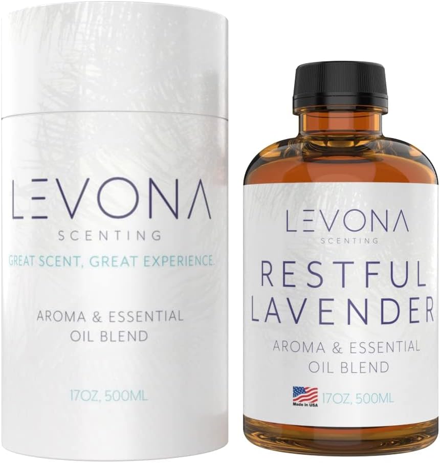 Levona Scent Essential Oil - Fresh Aroma for Home, Office, Hotel & Spa, Perfect in Humidifiers and Diffusers, Luxury Fragrance, with Eucalyptus, & Bergamot Notes - 500ml/ 17 fl oz, Restful Lavender