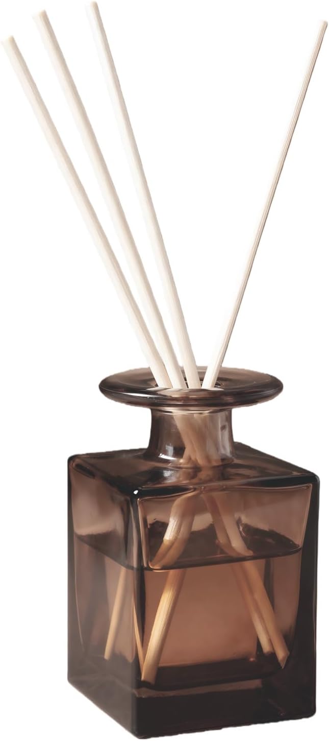 150ML/5OZ Square Glass Diffuser Bottles Empty Decorative Bottle Refillable Aromatherapy Container Fragrance Accessories for Home and Office(Brown)