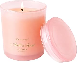 Aromatique The Smell of Spring Foundry Candle Luxury Pink Glass Floral Scented Candles Notes of Hyacinth, Jasmine, Rose, Lily of The Valley, Citrus Hand Poured Elegant Home Fragrance Decor Gifts 10oz