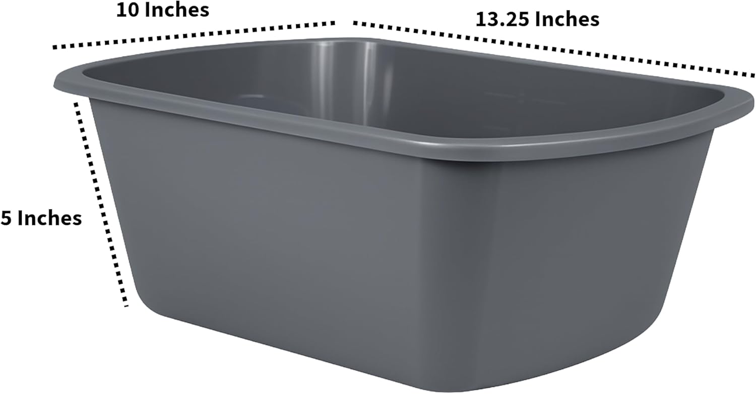Vakly Wash Basins – Rectangular Plastic 7-Quart Graduated Hospital Soaking Tub with Markings – Small Portable Washbasin for Face Washing, Cleaning, Foot Bath, Dishes, Laundry & Bedside Care