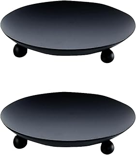 2pcs Black Iron Plate Candle Holder 4.3 Inch Candle Stand for Taper Candles Decorative LED Wax Candles Home Decoration Spa Weddings Anniversary Party Housewarming Gifts (2, Black)