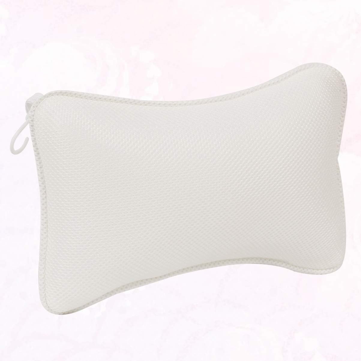 Bath Neck Pillow Bathtub Cushion Non- Slip Sponge Bathtub Pillow with Suction Cups Head Pillow Neck Shoulder Support Cushion for Home Hotel White Bath Back Pillow Bathroom Pillow
