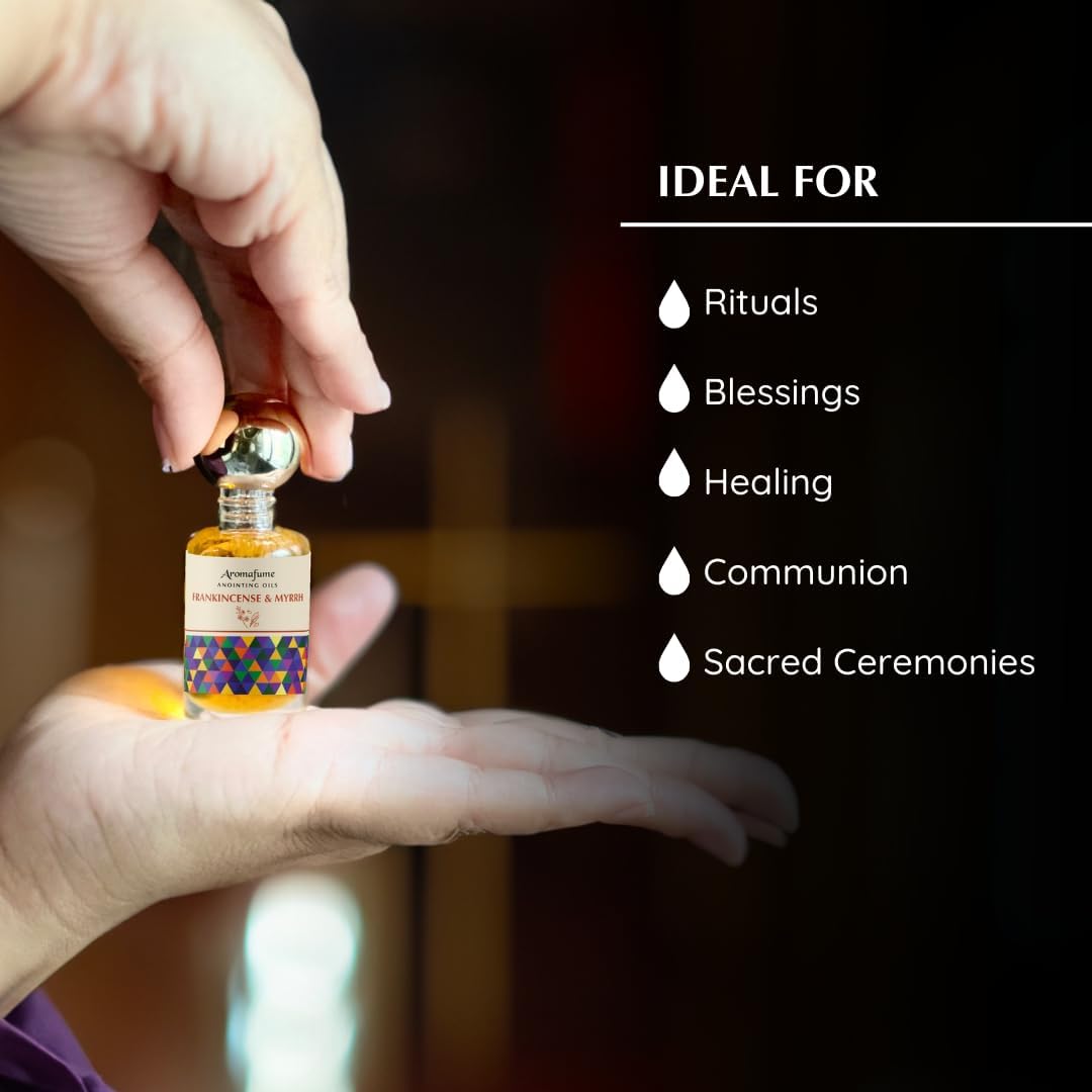Frankincense & Myrrh Anointing Oil 9ml (0.3 fl oz.) | Blessings from The Holy Lands | Blessed from Jerusalem with Biblical Spices | Christian Gifts | Holy Oil for Prayer and Protection