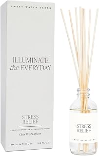 Sweet Water Decor Stress Relief Reed Diffuser Set - Eucalyptus, Spearmint, Citrus, Sage Scented Diffusers - Scent Diffusers for Home, Long Lasting Fragrance, Made in the USA