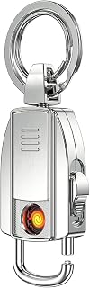 Electric USB Keychain Lighter Silver (Free 2 Tungsten Coil)