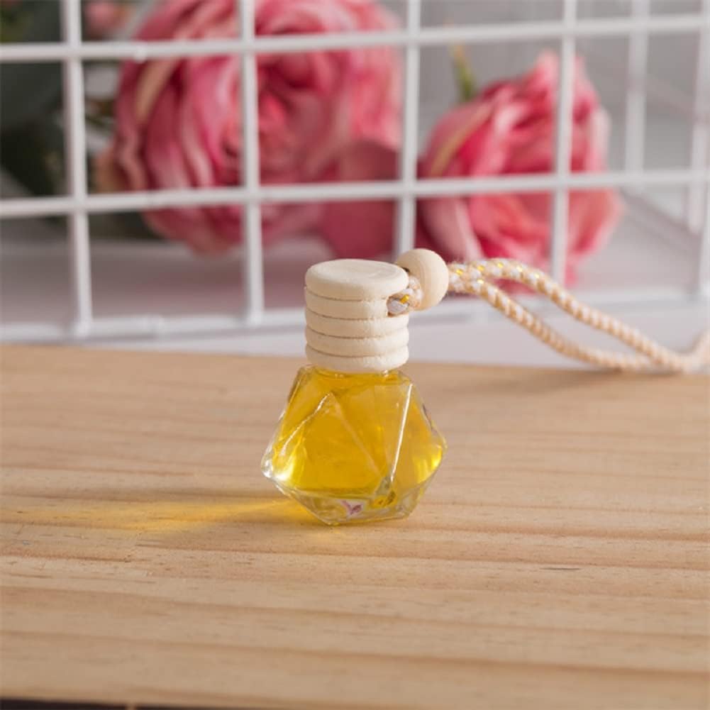 4Pcs 8ml Hanging Car Air Freshener Bottle Scent Essential Oil Car Diffuser with Wooden Cap Glass Vial Pendant for Aromatherapy