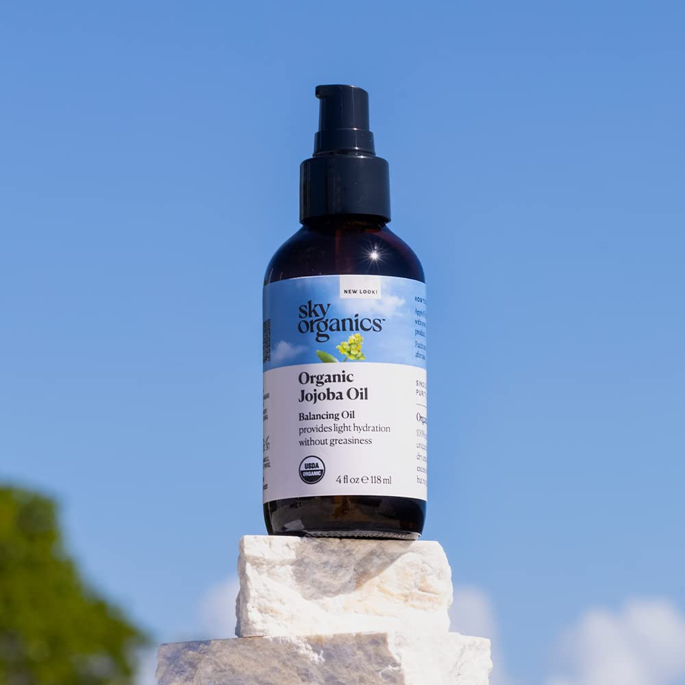 Sky Organics Organic Jojoba Oil, 100% Pure | Moisturizing for Face, Hair, Skin & Nails | Natural Cold Pressed Hexane Free | Base Carrier Oil