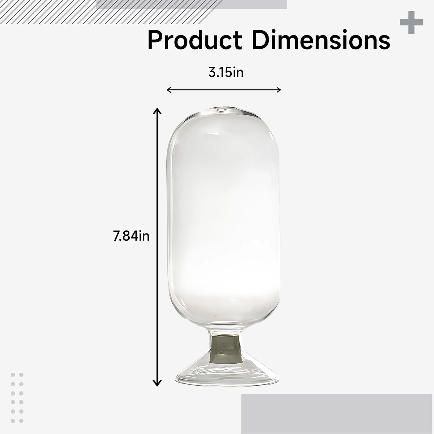 Elegant Glass Cloche Jar For Long Matches, 7.84 In / 19 Cm Decorative Holder, Classic Japanese Design, Perfect Candle Accessory