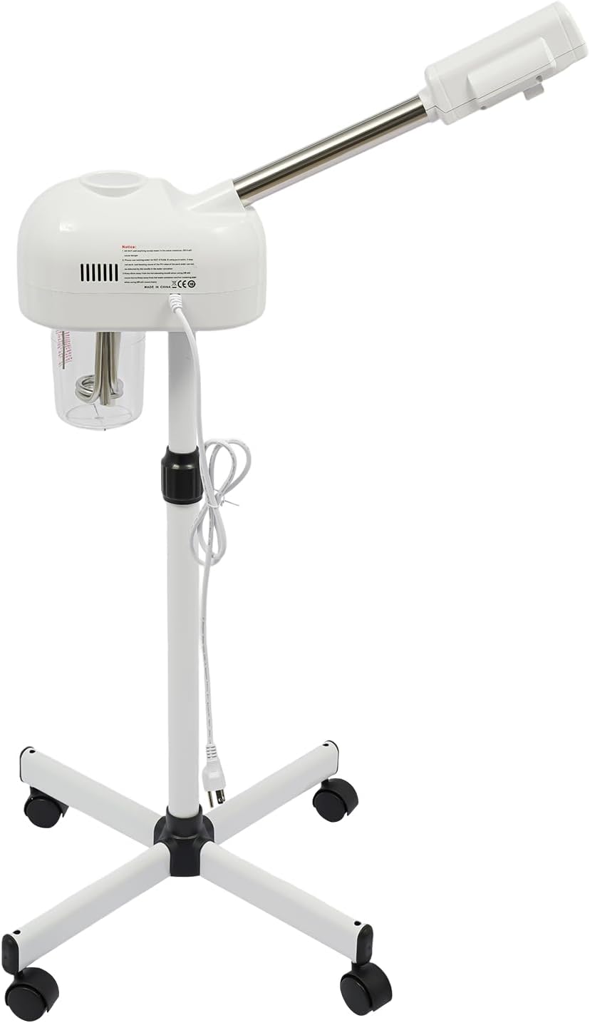 Professional Facial Steamer, Ozone Facial Steamer Warm Mist Skin Care Equipment with 360° Rotatable Nozzle Adjustable Height Wheels for Home Salon Spa Beauty