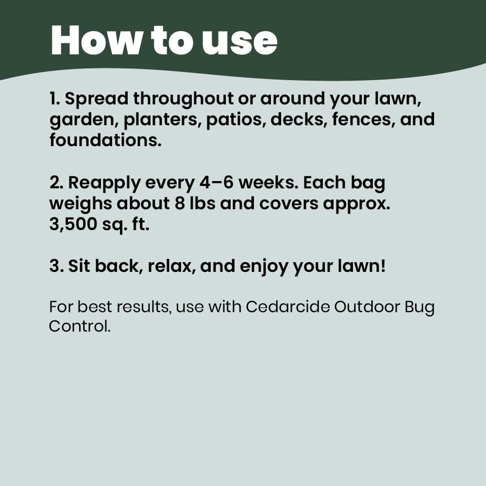 Cedarcide Lawn, Home & Garden Cedar Granules | Repels Fleas, Ants, Spiders & Mosquitoes | Smells Great, Easy to Use | Family & Pet Safe | 2 Bags (16 Lbs)
