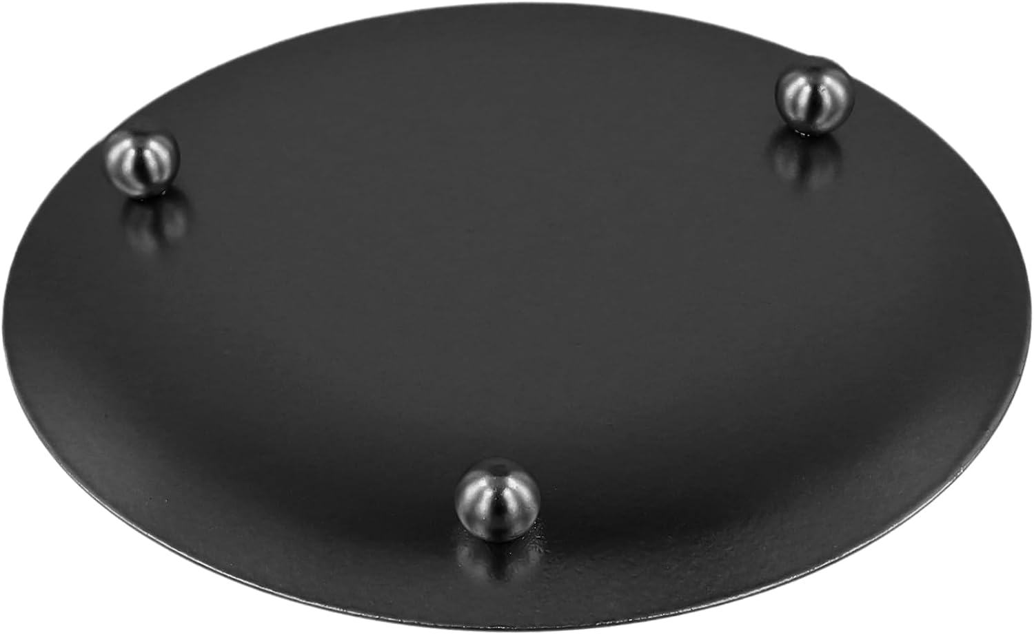 JEUIHAU 12 Pcs 4 Inch Candle Holder Trays, Round Decorative Iron Plate Candle Stand Tray, Plate Metal Candlestick Holder for Wedding Party, Home Table Decor, Spa, Pillar, Wax, Led Candles, Black