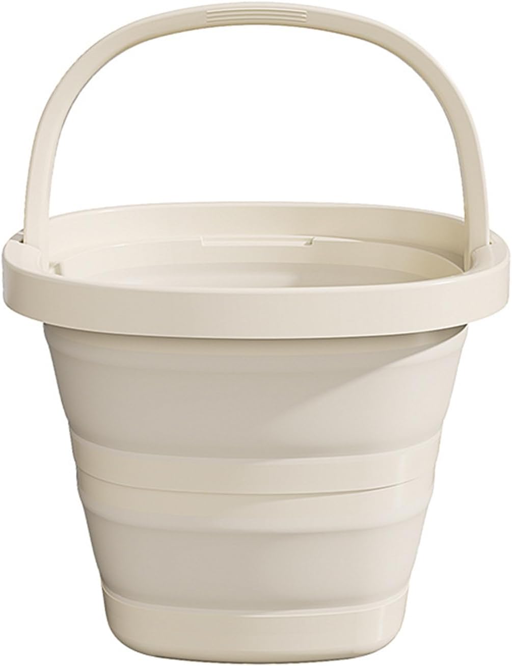 Folding Bucket, Water Bucket, 5L, 10L, Thick, Multi-Functional, Convenient, Foot Bath, Square, Stylish, Camping, Laundry, car wash, Foot Bath, Fishing (Beige-5L)