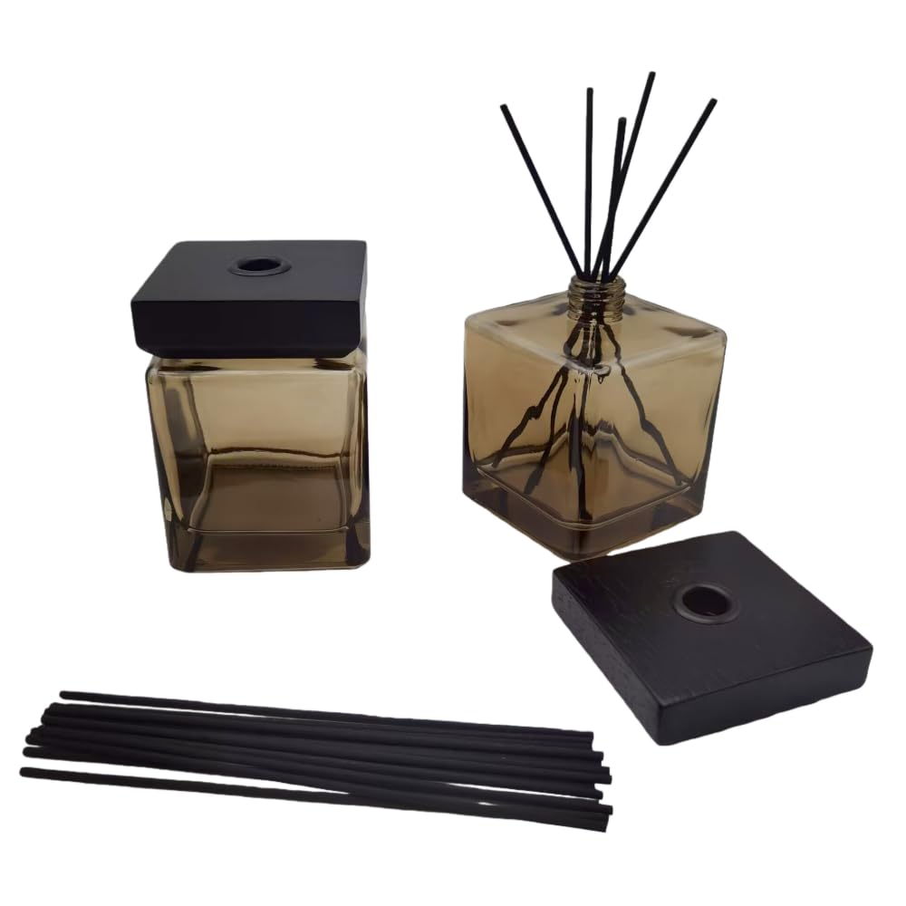2Pcs 500ml Empty Reed Diffuser Bottle and 20 pcs Black Reed Diffuser Sticks Refill Set for Bathroom Hotel Home