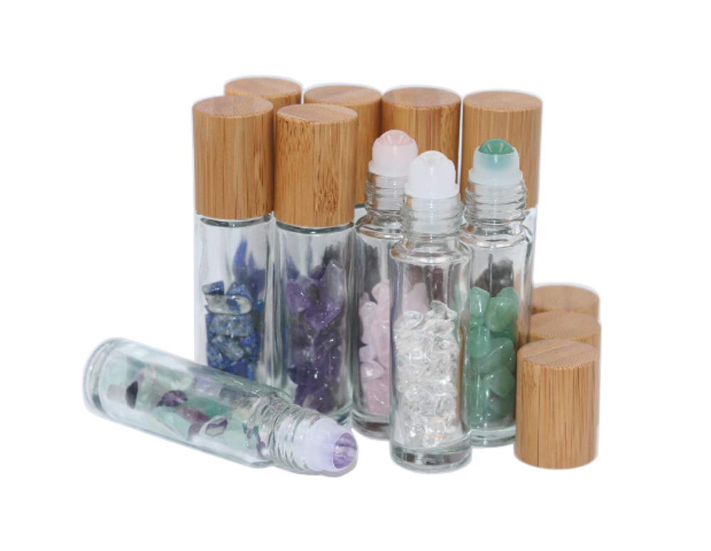 Wresty 10ml Roll On Bottle With Gemstone Rollerball&Crystal Chips Inside