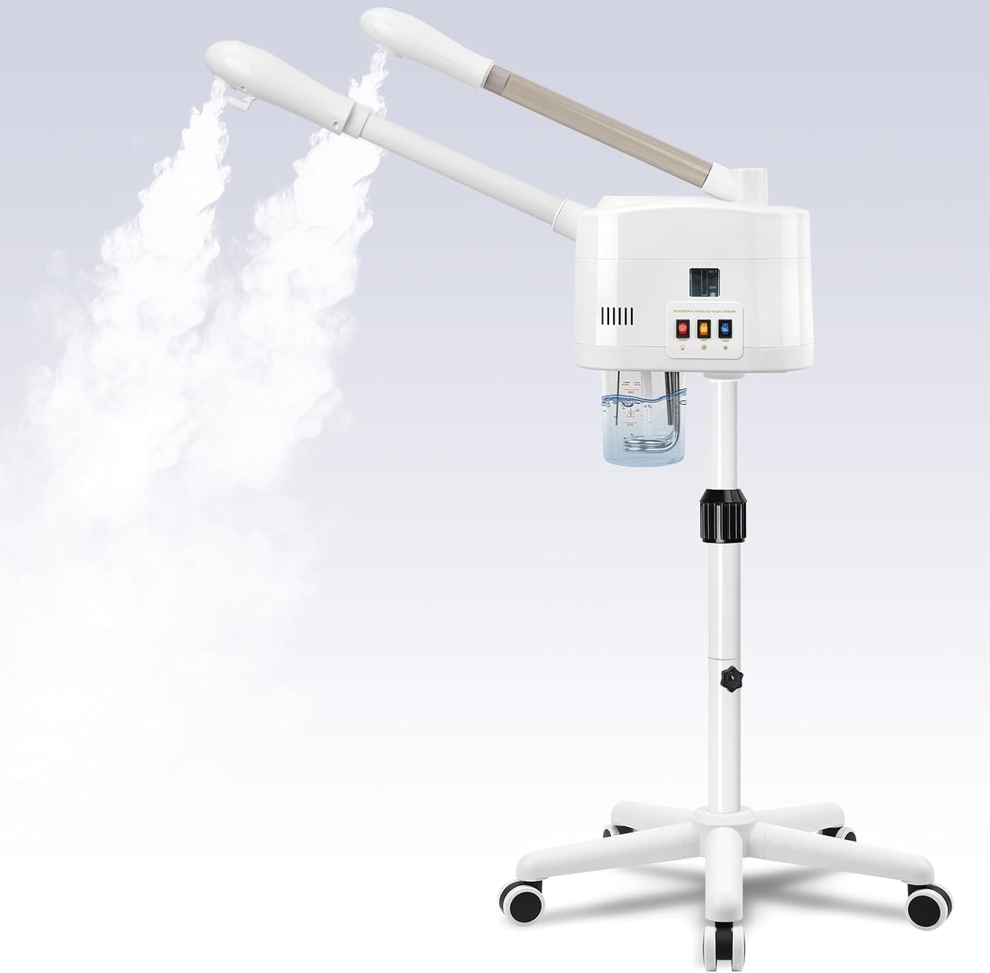 2 in 1 Hot & Cold Mist Facial Steamer, Professional Face Steamer on Wheels for Beauty Salon, Spa and Home Use