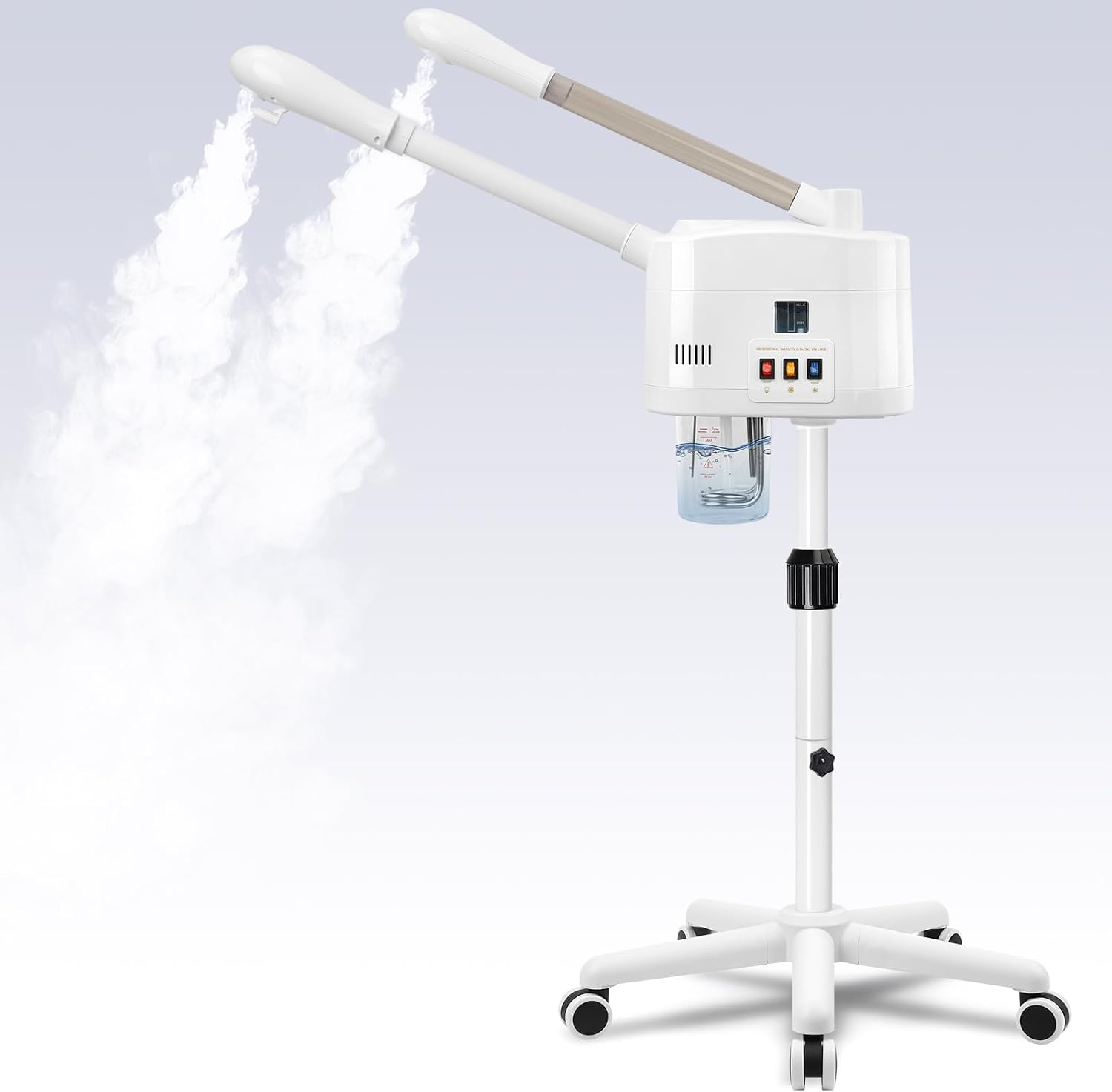 2 in 1 Hot & Cold Mist Facial Steamer, Professional Face Steamer on Wheels for Beauty Salon, Spa and Home Use