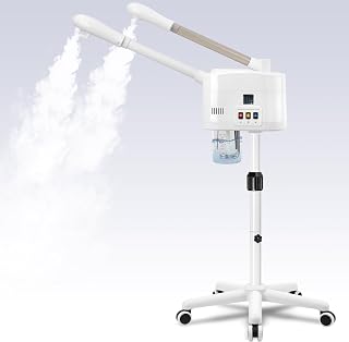 2 in 1 Hot & Cold Mist Facial Steamer, Professional Face Steamer on Wheels for Beauty Salon, Spa and Home Use