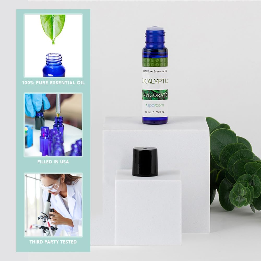 SpaRoom Aromatherapy 100% Pure Essential Oils for Diffusers and Air Freshners, Invigorate Eucalyptus, 10 mL
