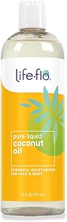 LIFE-FLO Pure Coconut Oil, Fractionated, Refined Liquid Coconut Oil, Skin Care, Hair Care, Massage, Aromatherapy, All Skin Types, Hypoallergenic, 60-Day Guarantee, Not Tested on Animals, 16oz