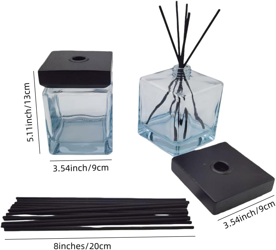 2Pcs 500ml Empty Reed Diffuser Bottle and 20 pcs Black Reed Diffuser Sticks Refill Set for Bathroom Hotel Home Decoration(Brown, 500ml)