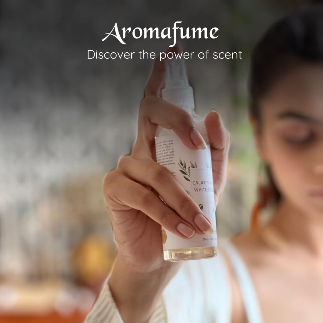 White Sage & Lavender Smudge Spray by Aromafume | 100ml/3.3 oz | Sage Spray for Cleansing Negative Energy & Protection | Non-Toxic | Room Spray for Spiritual Cleansing, Smokeless Sage Smudging