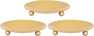 Candle Holder Decorative Iron Plate,Candle Stand for LED & Wax Candles,Spa,Bathroom,Weddings,4.33x0.78inch,Set of 3 (Gold)