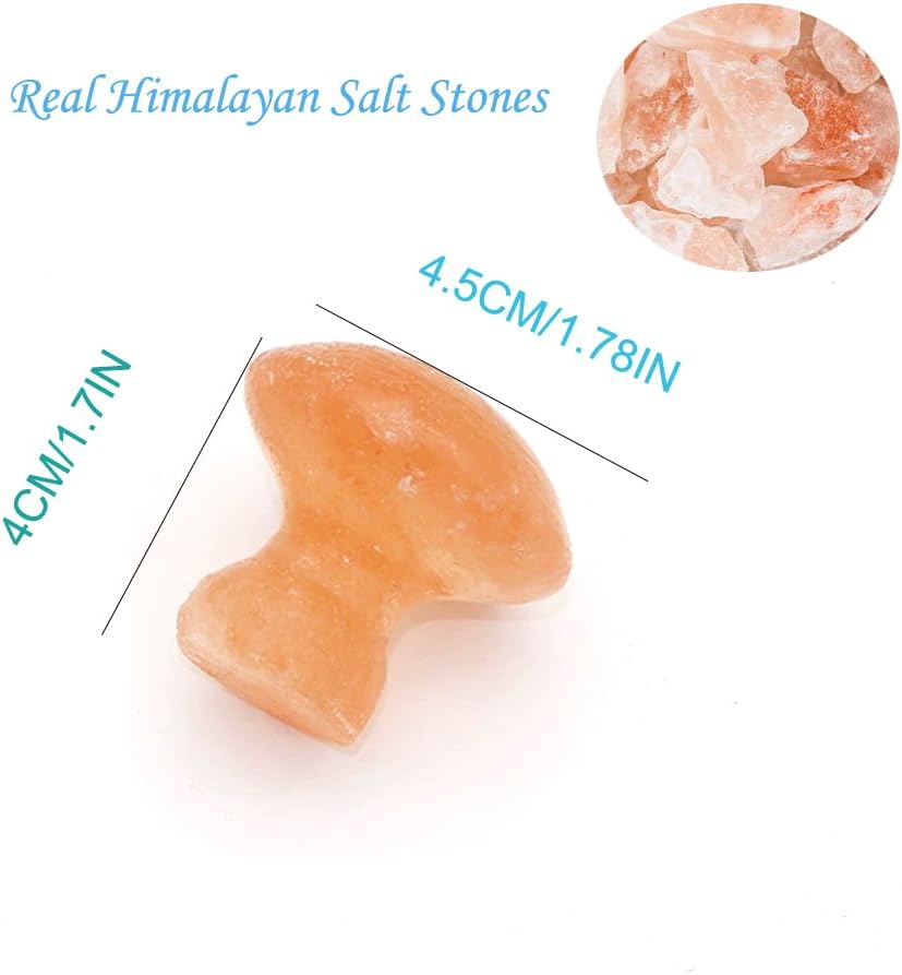 2 Pcs Mushroom Shape Himalayan Salt Massage Stones Hot Massage Cold Massage Stones Set Warm Rocks Kit for Facial SPA