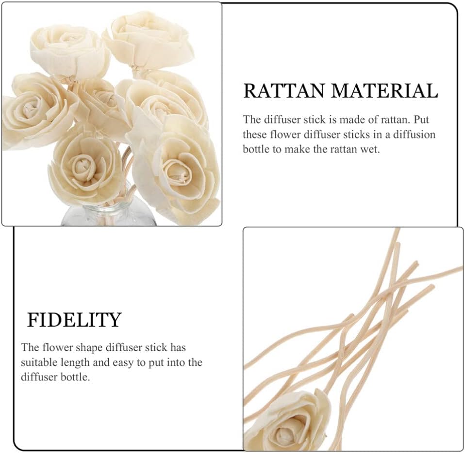 6pcs Aromatherapy Rattan Diffuser Sticks Essential Oil Diffuser Fragrance Diffuser Aroma Diffuser Aroma Flower Rattan Sticks Aroma Sticks Aroma Bottle Accessory oiling Rose Refill