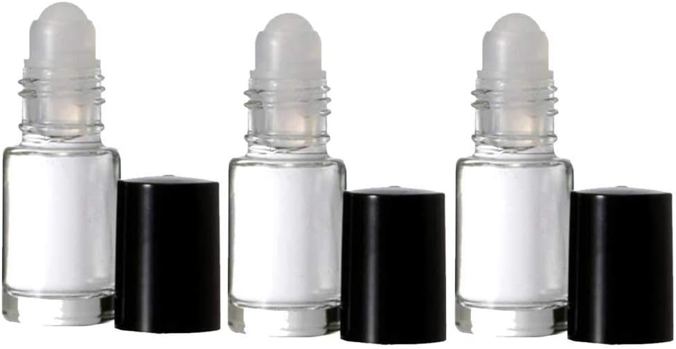 Clear Glass Roll on 5 ml. Perfume Bottle. Perfect for Essential Oils Aromatherapy, Perfume, and Cologne. Plastic Roller. Pipettes Included (144 Bottles, Clear)
