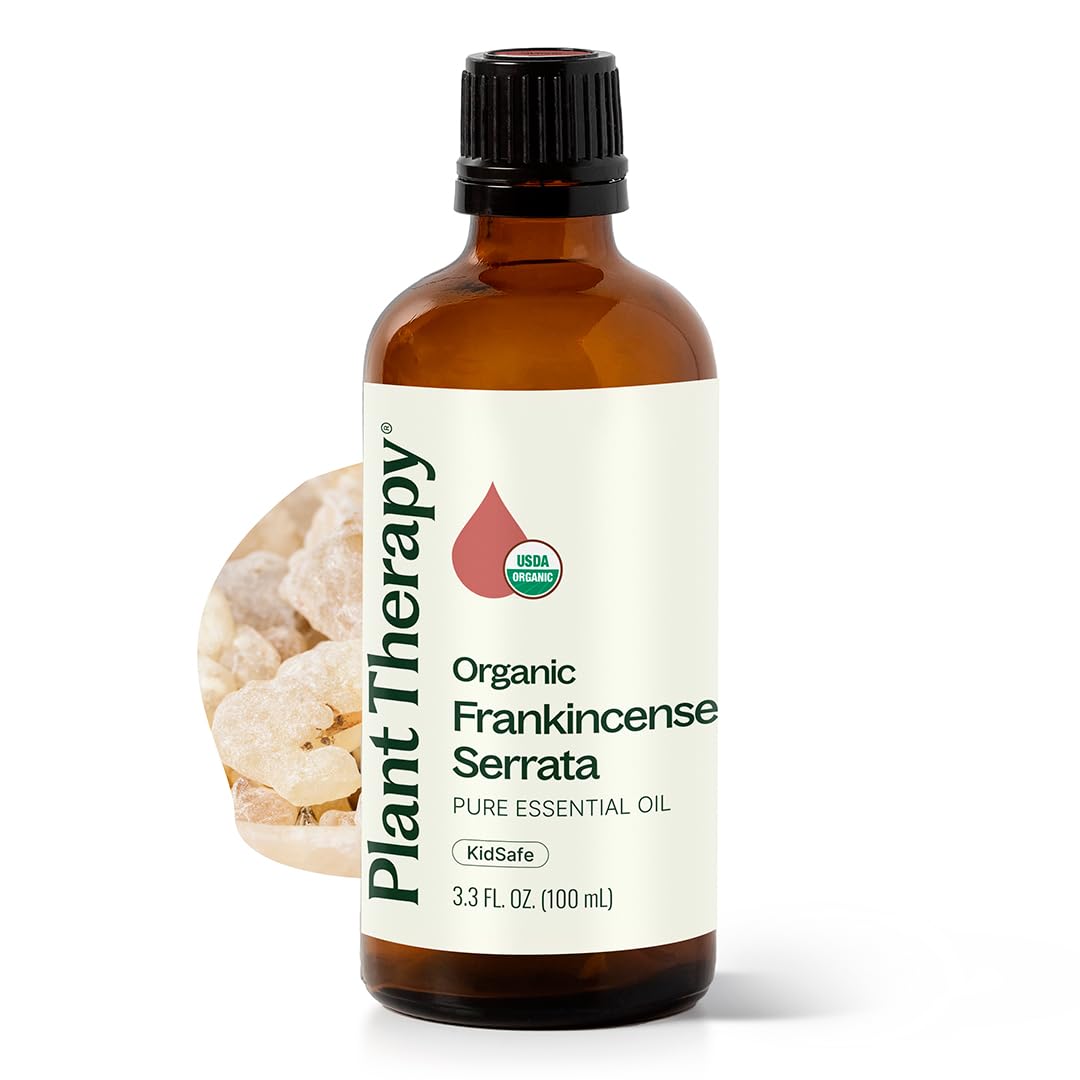 Plant Therapy Organic Frankincense Serrata Essential Oil, 100 mL (3.3 oz), USDA Certified Organic, 100% Pure and Undiluted, Great for Aromatherapy and DIY Skin Care