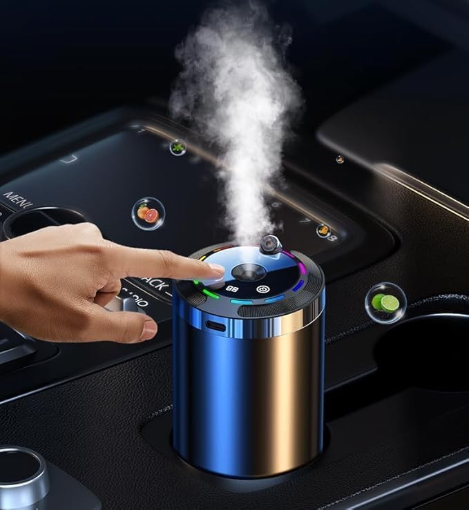 KEYSME Car Essential Oil Diffuser, Mini USB Air Humidifier, LED Light, for Vehicle Home Office