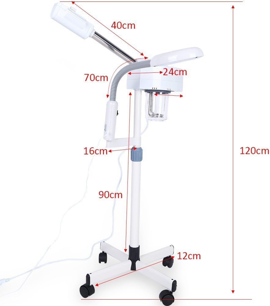 Magnifier Floor Light, 2 in 1 LED Cold Light Steamer with 5X Magnifying Lamp Machine for Home Salon Spa Ionic Skin Care