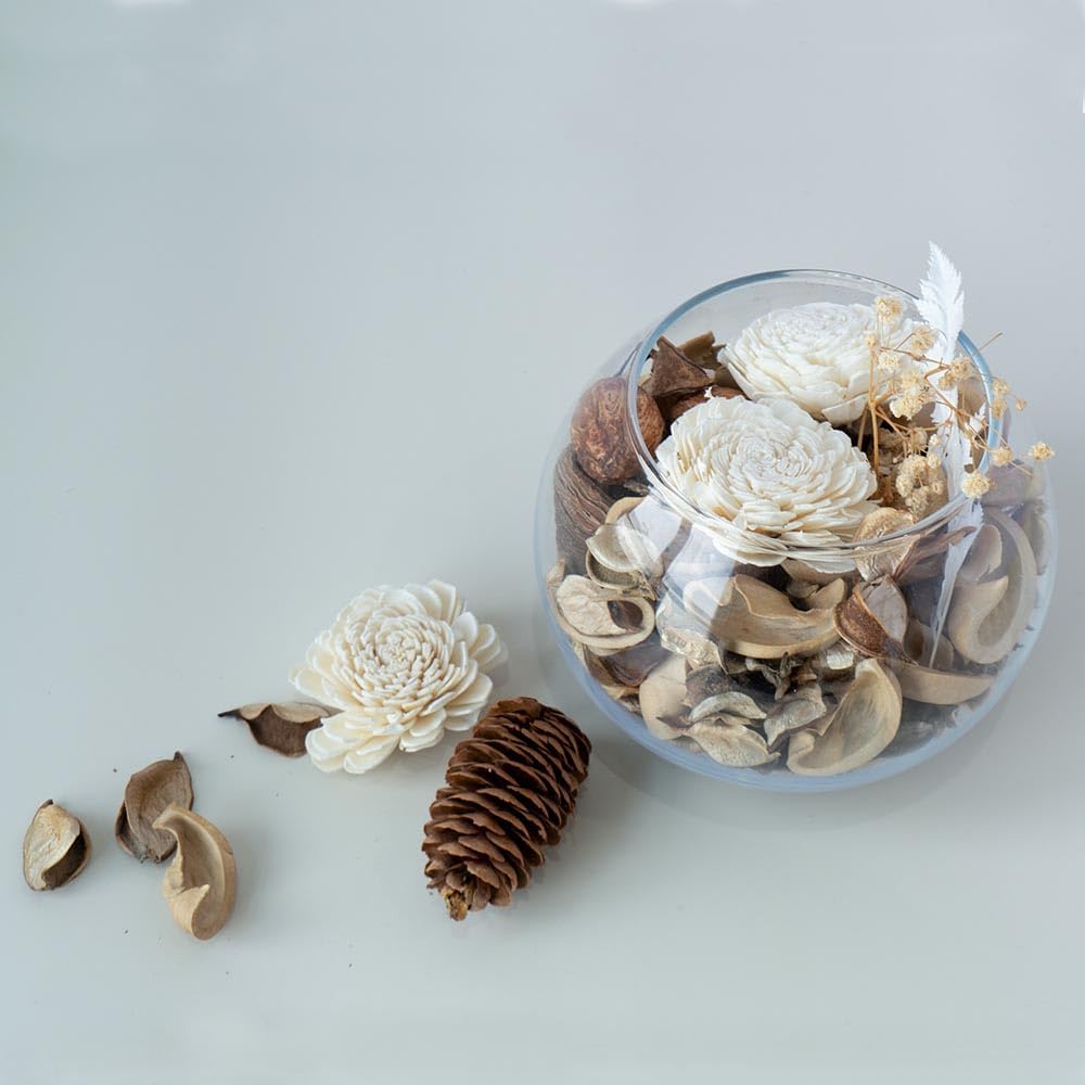 Qingbei Rina Spring Potpourri Bags, Mangnolia Scented Potpourri Bowl Filler,White Decorative Dried Flowers,Home Fragrance Sachet,Vase Fillers,Bathroom Decor(10oz)